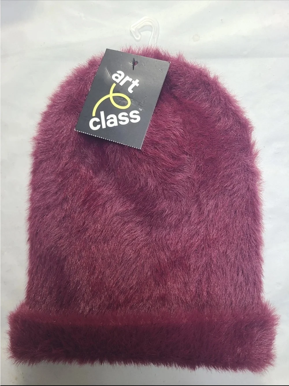art class Faux-Fur Beanie Hat - Deep Wine